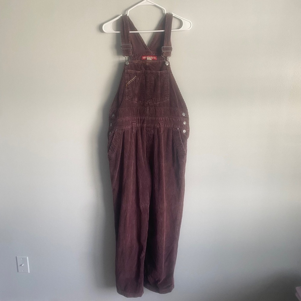 Unionbay Vintage Womens Maroon Corduroy Overalls Cotton Size Medium